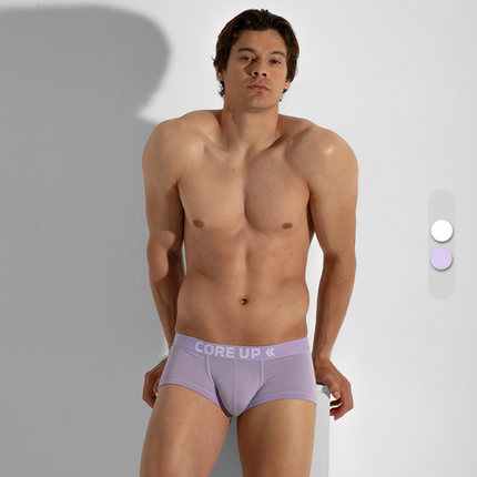 CORE UP 性感男士小平角内裤莫代尔高弹透气U凸囊袋白色紧身 1304