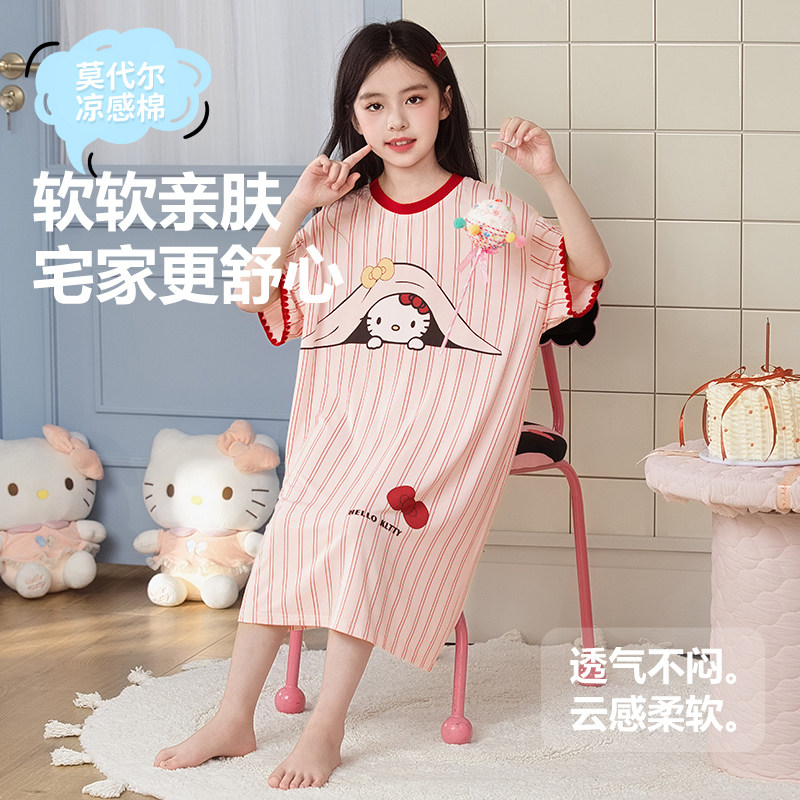母女装短袖睡裙高端莫代尔夏季