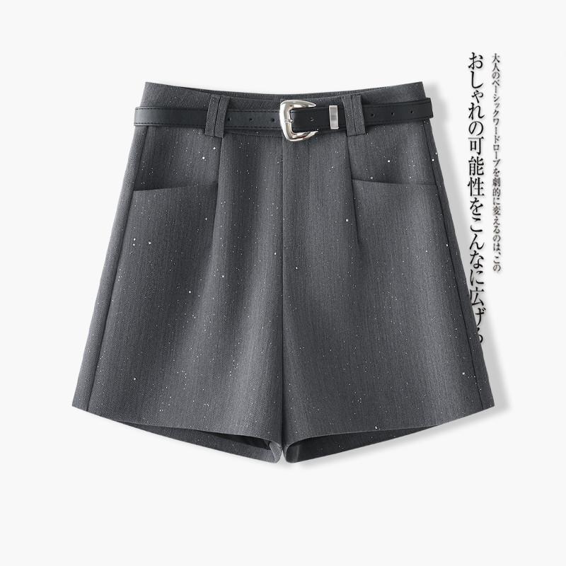 西装短裤女2025新款夏季薄款黑色白色灰色a字宽松休闲女士四分裤