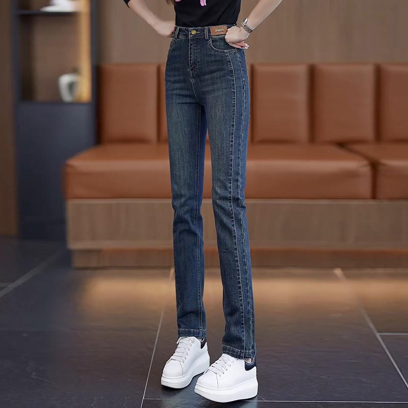窄版直筒牛仔裤女春秋季2025年新款小个子高腰修身显瘦九分烟管裤