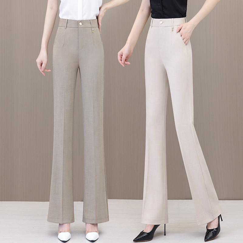 棉麻微喇阔腿裤女士2025年夏季新款高腰薄款垂感冰丝休闲西装裤子