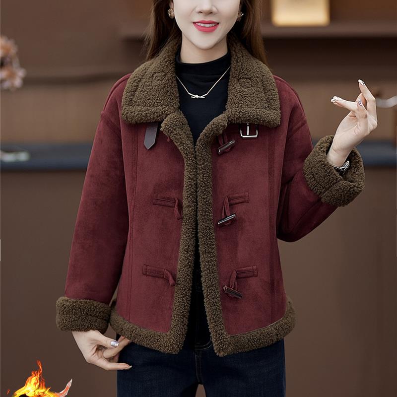 2025秋冬新款羊羔毛皮毛一体外套女短款加厚羊剪绒皮草机车服棉服