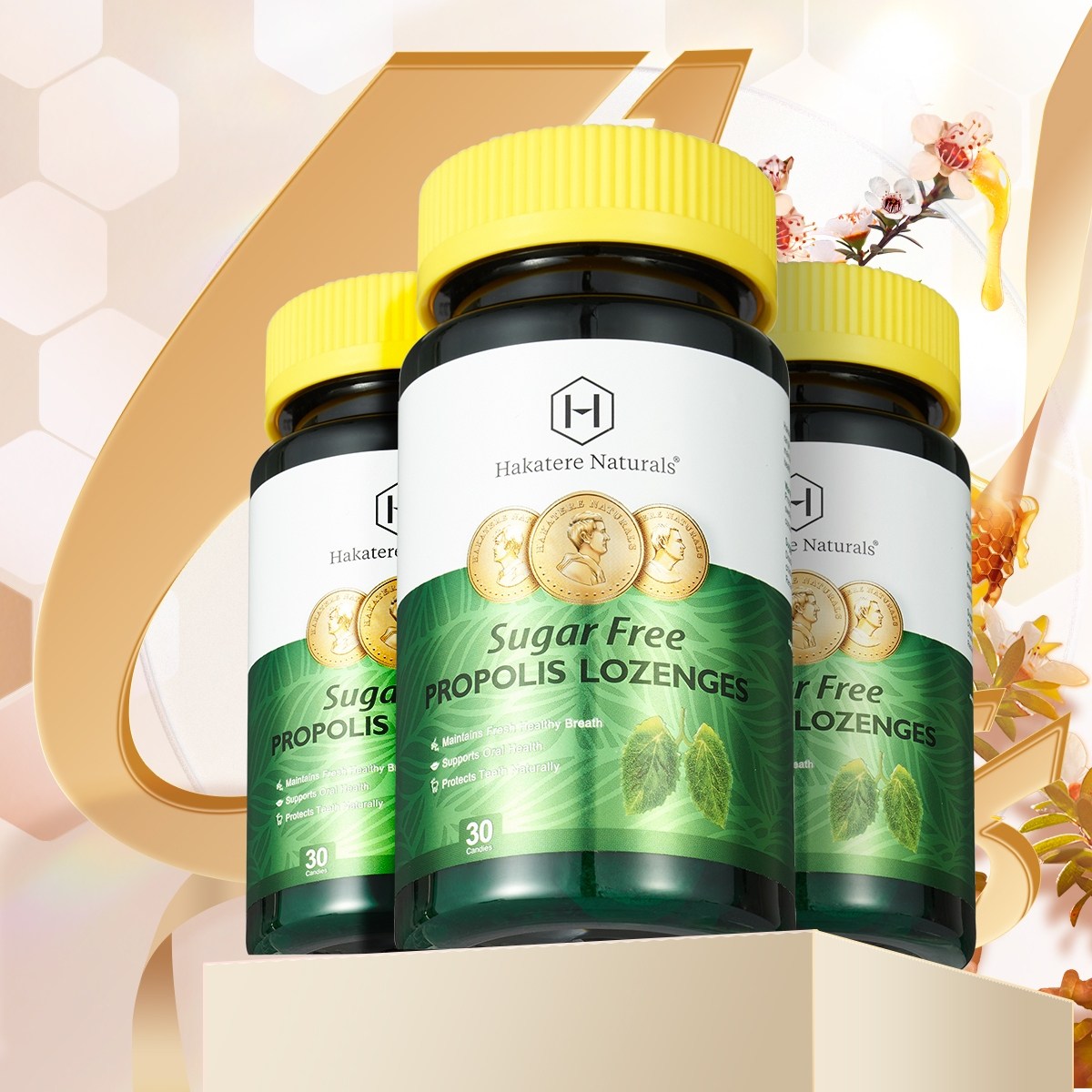 荷塔威进口无糖蜂胶糖教师护嗓含片薄荷润喉糖