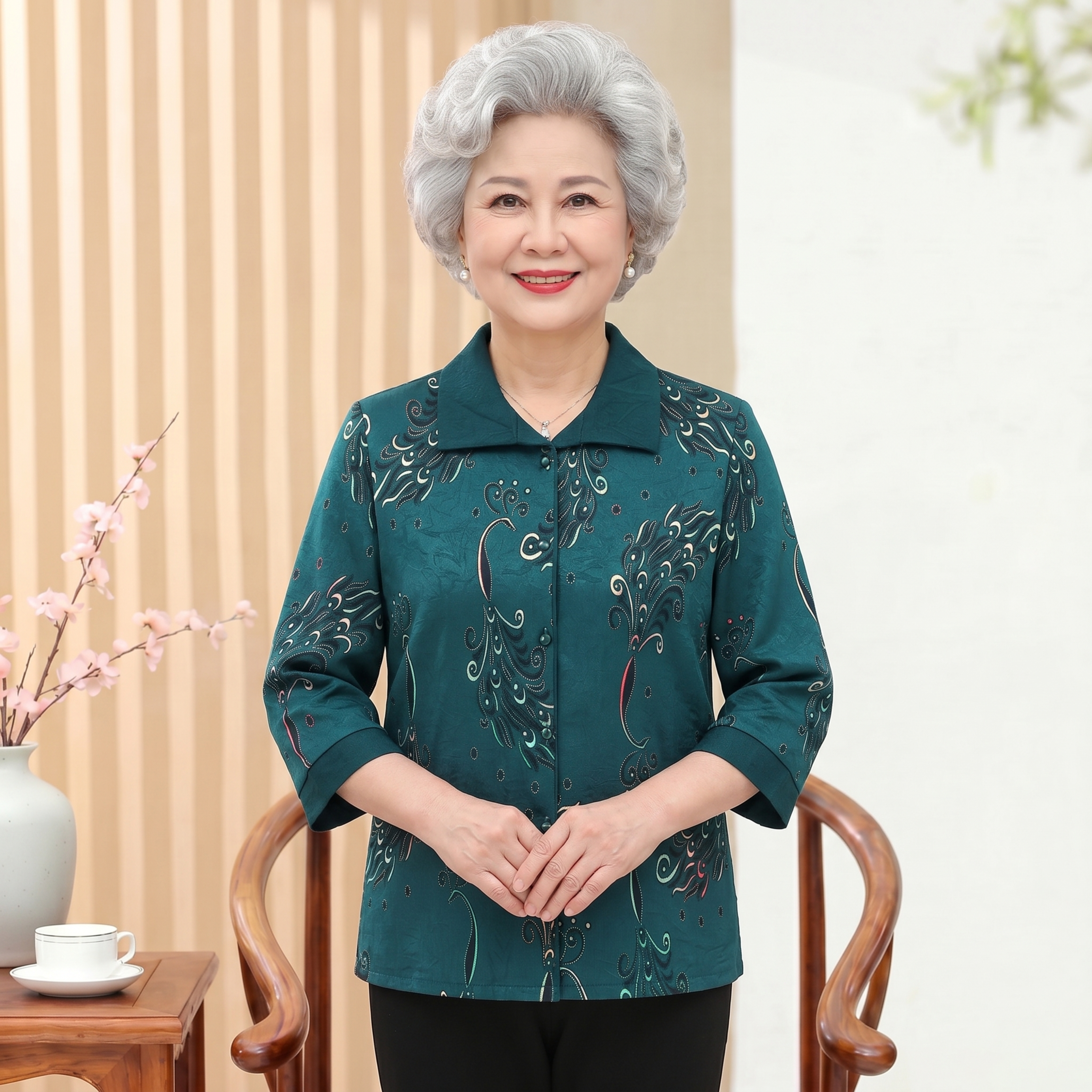中老年女装奶奶装夏季衬衫妈妈夏装宽松透气显瘦上衣太太老人衣服