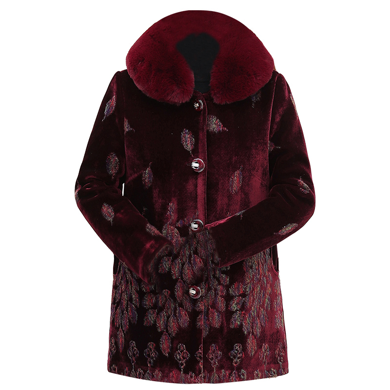 奶奶装冬装加绒外套70岁中老年妈妈冬装水貂绒外衣女加厚老人衣服