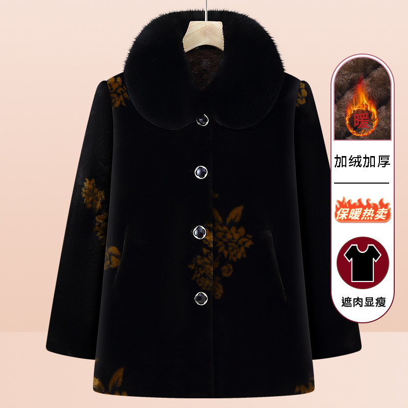 中老年棉服外套女奶奶冬季唐装加厚棉袄婆婆加绒棉衣妈妈冬装大衣