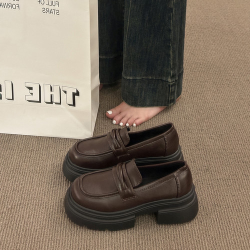 厚底增高小皮鞋女2026秋冬季新款
