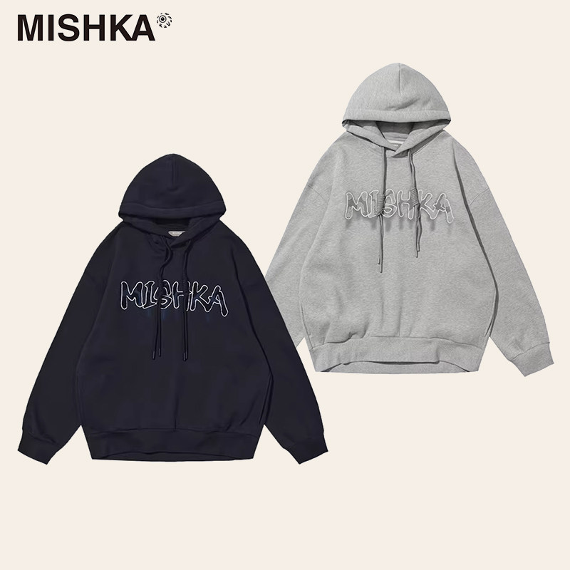 张子墨同款MISHKA大眼球秋冬美式高街潮牌加绒加厚连帽卫衣男女