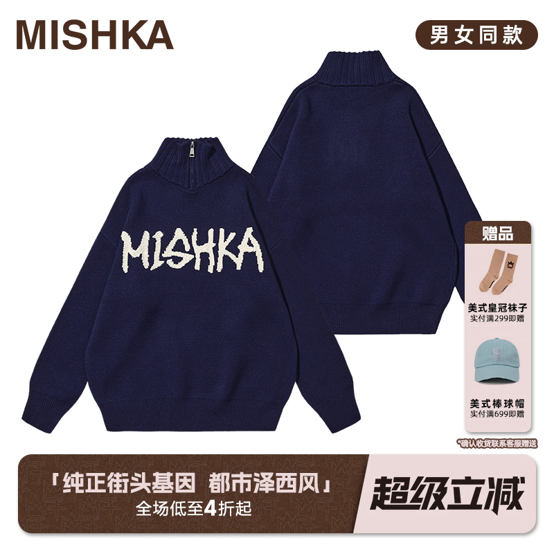 MISHKA高领美式复古毛衣