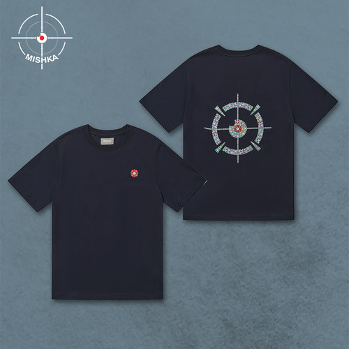 MISHKA26春新品T恤凉感速干防晒抑菌防螨背部印花圆领户外工装T恤