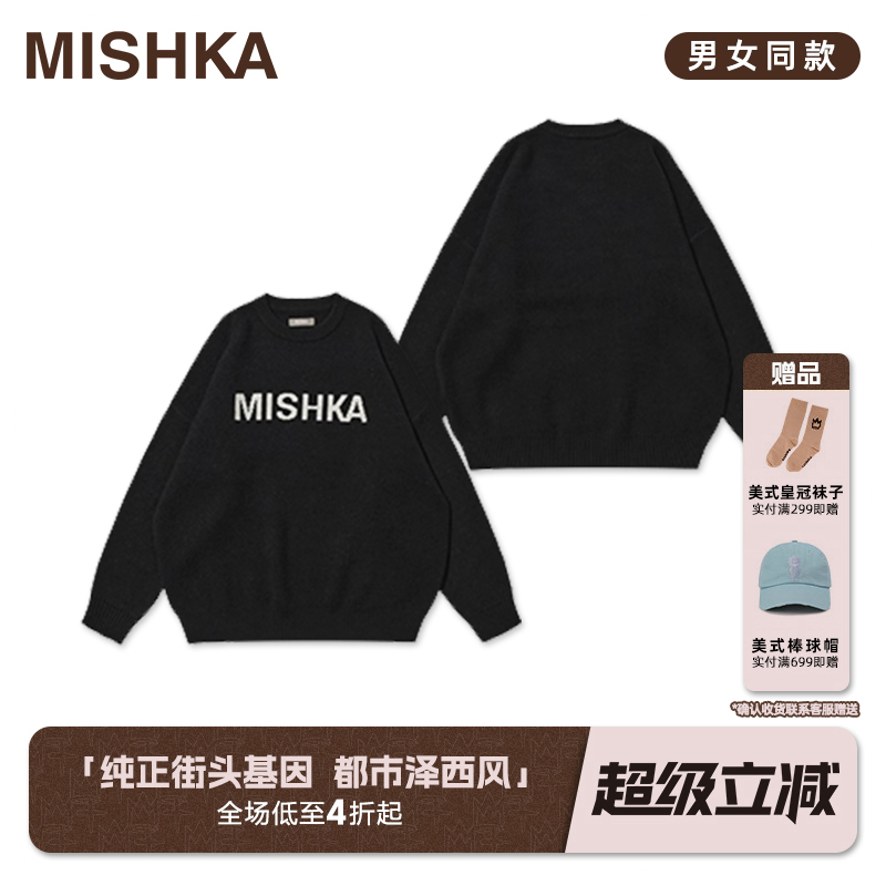 MISHKA圆领慵懒风针织毛衣