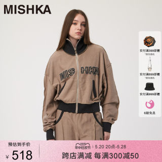 mishkanyc新春设计感美式复古拉链高端慵懒宽松纯棉时尚女士卫衣