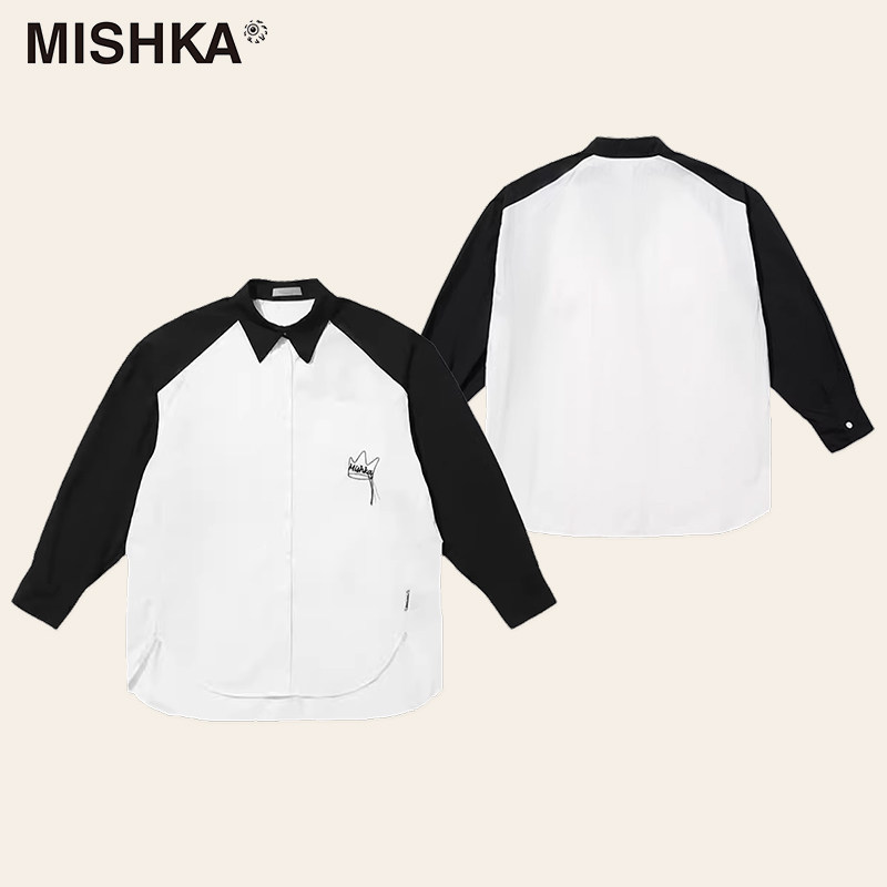 MISHKA别致漂亮复古白色长袖春日衬衫女内搭上衣