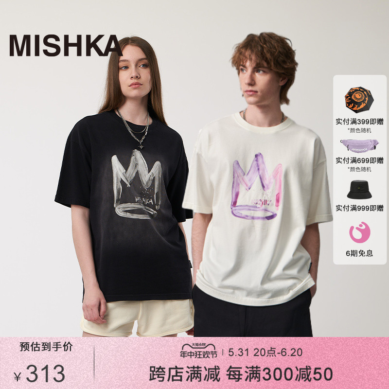 MISHKA短袖皇冠印花T恤