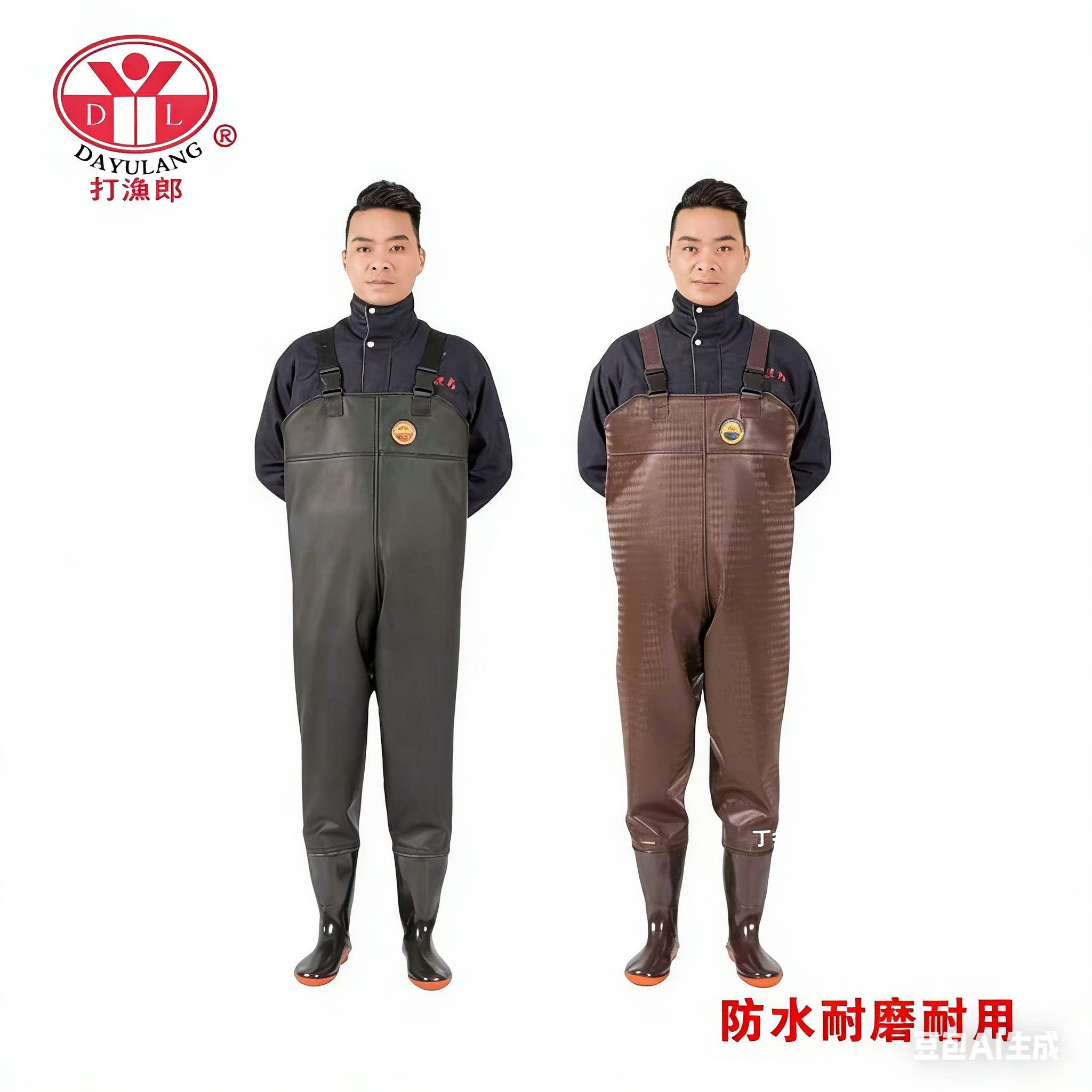 特厚100丝打渔郎半身连体下水裤 养殖船上防水服  矿山专用服