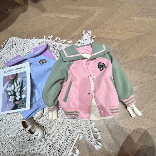 清库存米汐里粉色女童棒球服外套