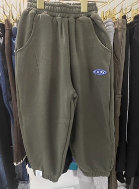 宝贝基地实拍图加绒长裤一体绒军绿色