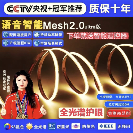 已接入米家智能cob灯带三色无极调光客厅双眼皮悬浮吊顶led线形灯
