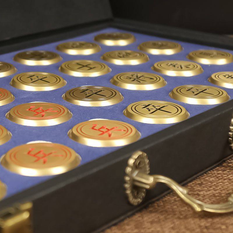 礼盒过年可折叠铜艺实心商务礼品纯铜金属象棋送长辈棋盘黄铜象棋