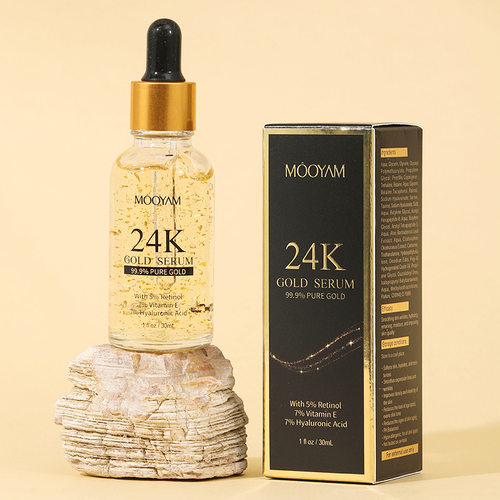 24K金箔脸部精华30mL面部黄金抗皱精华液含维E视黄醇玻尿酸原液