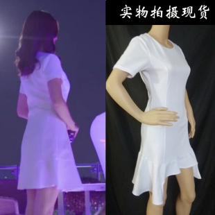 你好乔安倪好同款连衣裙王晓晨明星同款短袖不规则连衣裙子