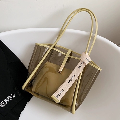 Летняя прозрачная вместительная и большая сумка через плечо, универсальные вместительные и большые румяна, сумка на одно плечо, коллекция 2022, в западном стиле, популярно в интернете, изысканный стиль