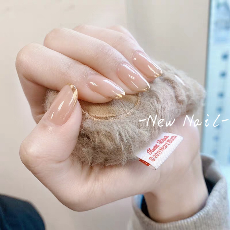 l果冻裸色金镜面斜边美甲成品假指甲拆卸穿戴手工修型定制仙甲片