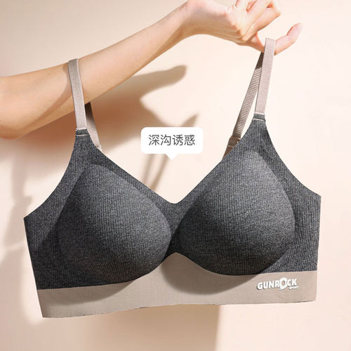2025新款女士薄款聚拢无痕舒适软支撑小胸运动灰无钢圈上托文胸罩
