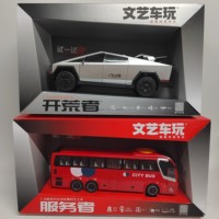 兒童玩具特斯拉皮卡合金仿真聲光滑行運輸車油罐車大巴車消防車模