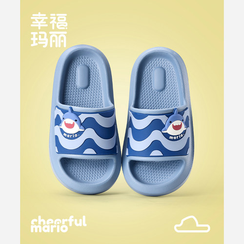 鲨鱼男童拖鞋夏季2025新款中大童亲子沙滩外穿防滑男孩儿童凉拖鞋