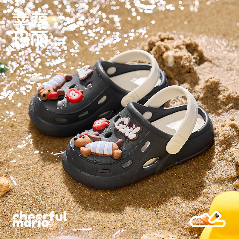 幸福玛丽儿童洞洞鞋男童夏季eva软底防滑包头男孩外穿沙滩凉拖鞋