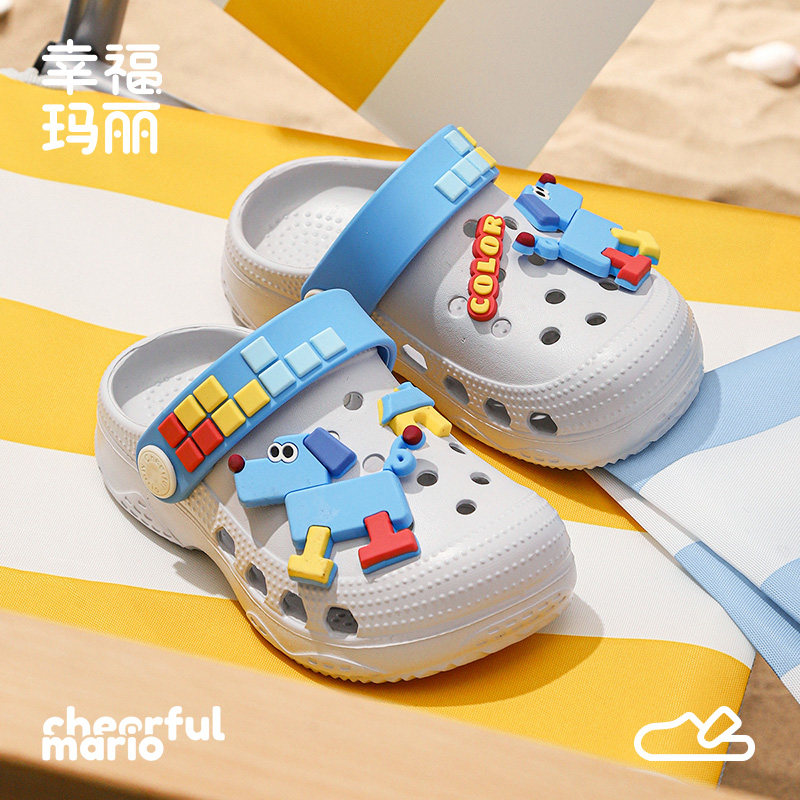 幸福玛丽男童洞洞鞋夏季婴幼儿室内洗澡男宝宝外穿沙滩鞋儿童拖鞋