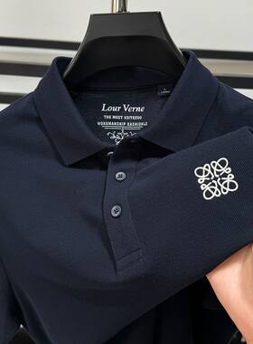 夏季轻奢短袖男POLO衫纯色简约小标刺绣百搭翻领时尚品牌男装T恤