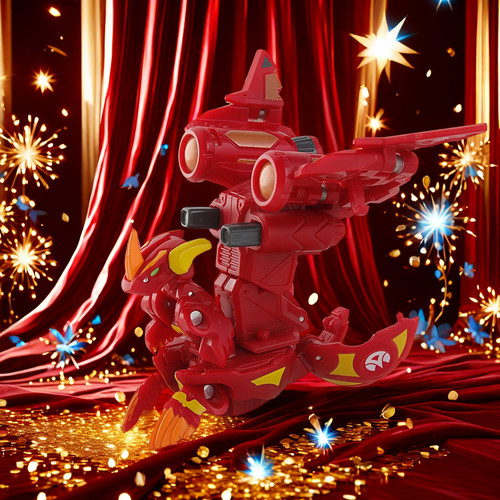 日版BAKUGAN正版初代基因独角巨龙+飞行包飞轮武器二合一收藏玩具