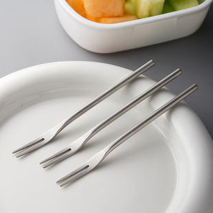 meelyhome水果签304不锈钢叉子水果叉儿童点心果叉蛋糕叉甜品叉子