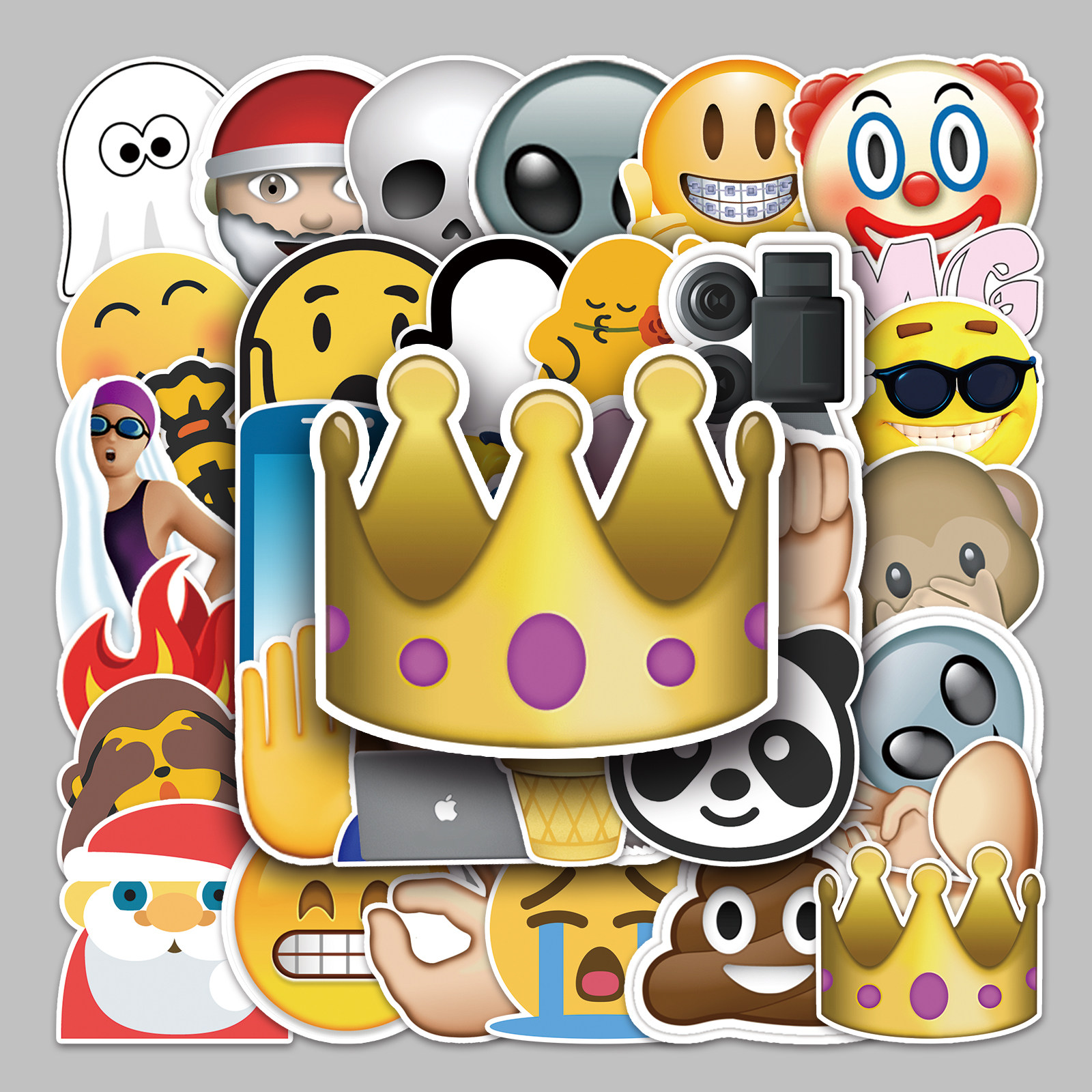 52张emoji表情符号卡通可爱创意涂鸦diy手机行李箱手机壳防水贴纸