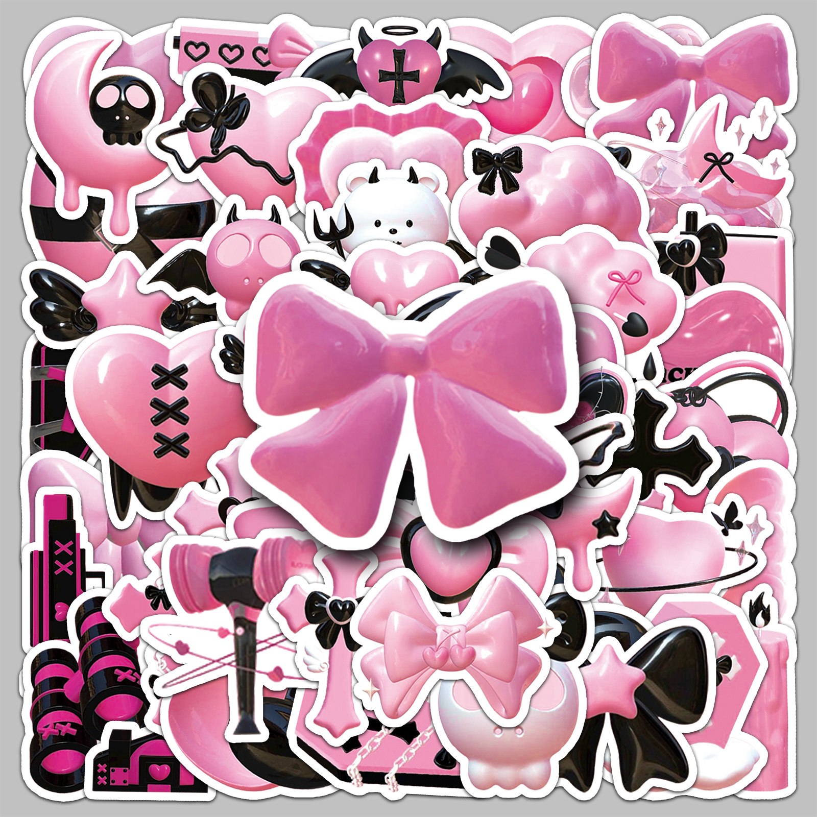 贴纸3D黑粉ins风防水装饰加厚