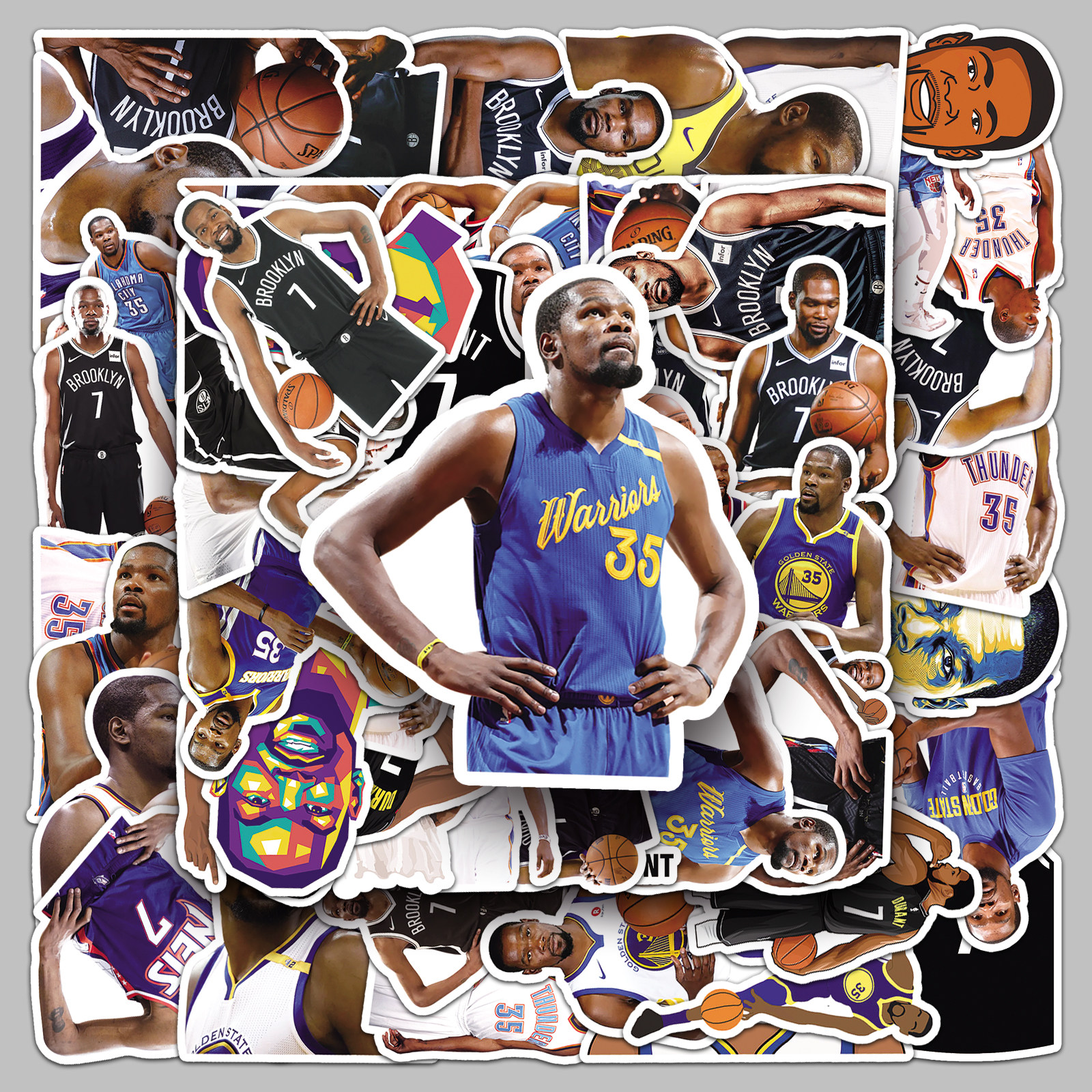 50张杜兰特nba篮球球星周边diy笔记本电脑手账贴纸房间装饰可滴胶