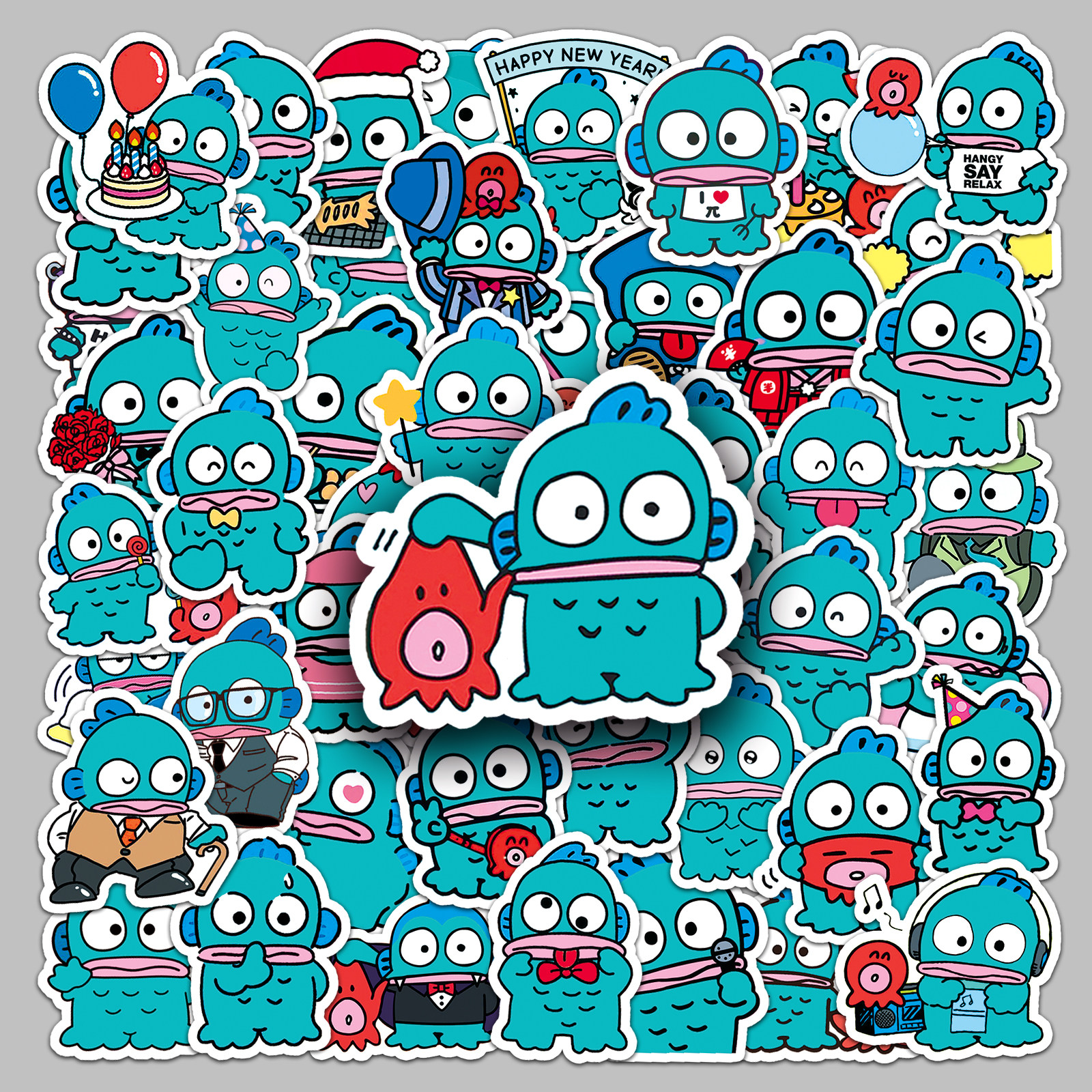 50张可爱卡通丑鱼三丽鸥人鱼汉顿涂鸦装饰手机水杯手账行李箱贴纸