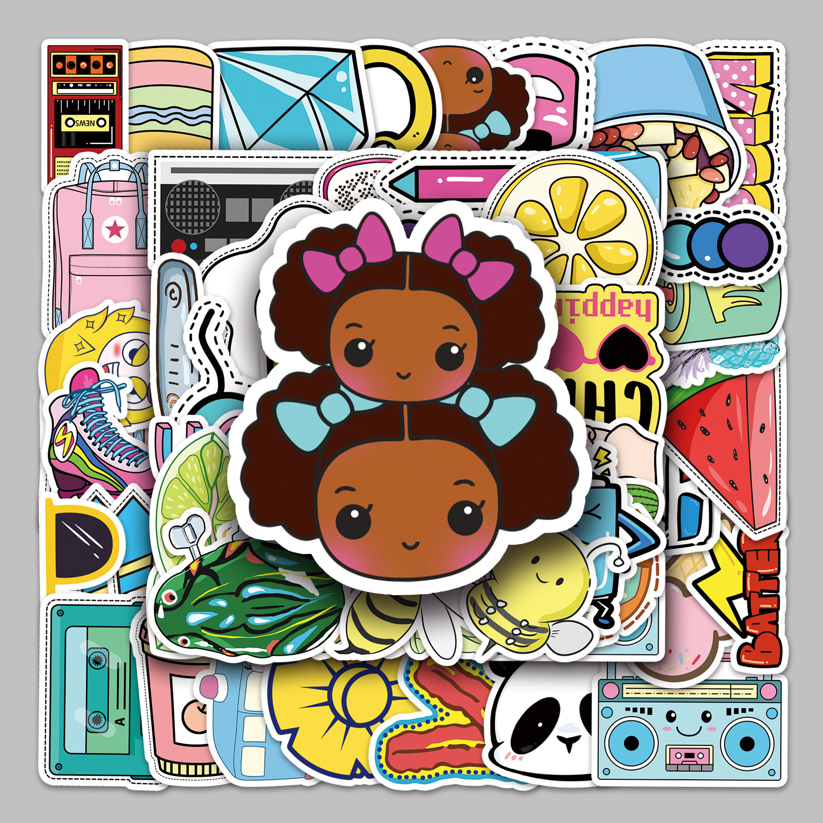 53张卡通涂鸦防水装饰行李箱贴纸