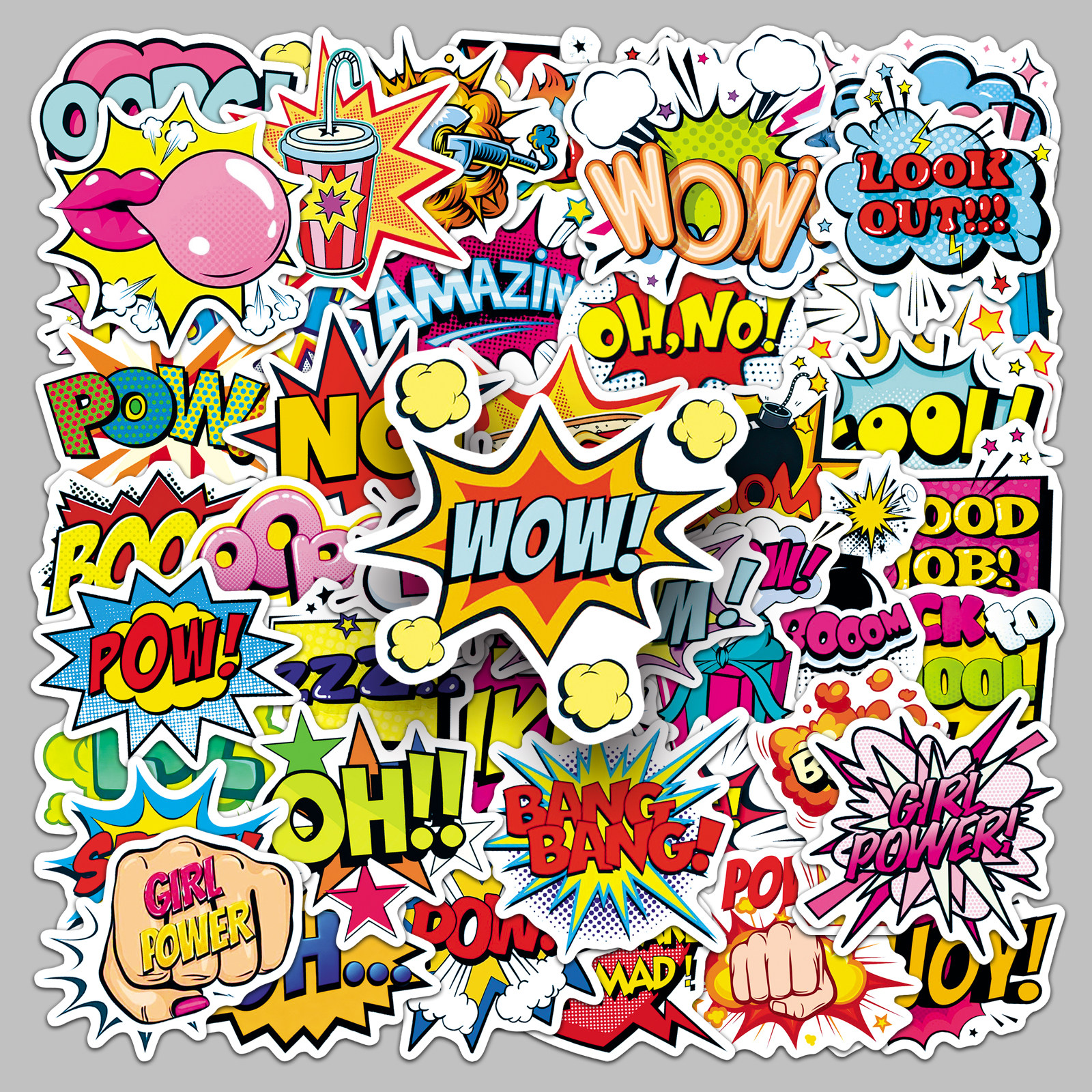 50张BOOM爆炸贴纸网红创意字母文字diy防水装饰保温杯手机壳贴纸