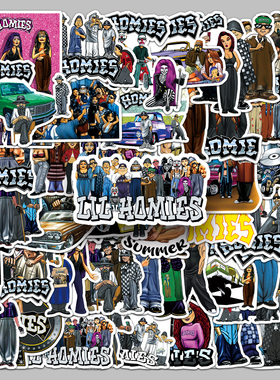 50张个性复古嘻哈美式homies涂鸦贴画创意个性DIY装饰手机壳贴纸
