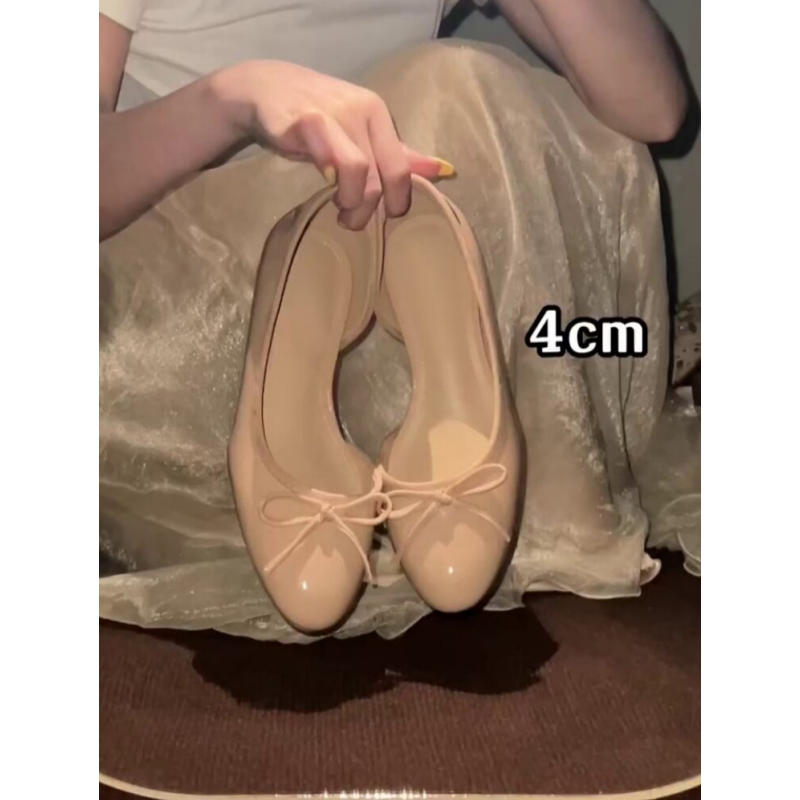 法式蝴蝶结浅口内增高玛丽珍