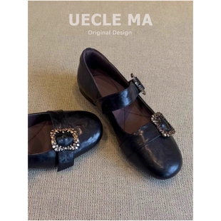 法式复古温柔风一字扣玛丽珍鞋女2026春季新款平底通勤配裙子单鞋