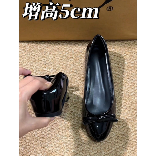 法式复古蝴蝶结内增高玛丽珍鞋