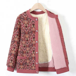 中老年女装加绒保暖外套奶奶装秋冬款妈妈棉衣老人衣服老太太上衣