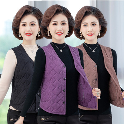 德绒马甲蚕丝棉老年人女