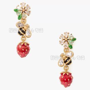 ks甜美草莓蜜蜂园个性耳环Strawberry Fields Statement Earrings