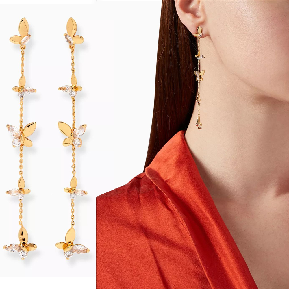 ks Social Butterfly Linear Earrings 长款 多坠蝴蝶耳环蝴蝶堵