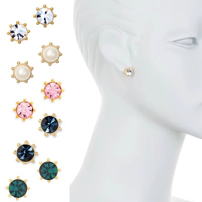 2026新货更新中欧美时尚ks镶嵌水晶耳钉耳环耳饰品 Stud Earrings